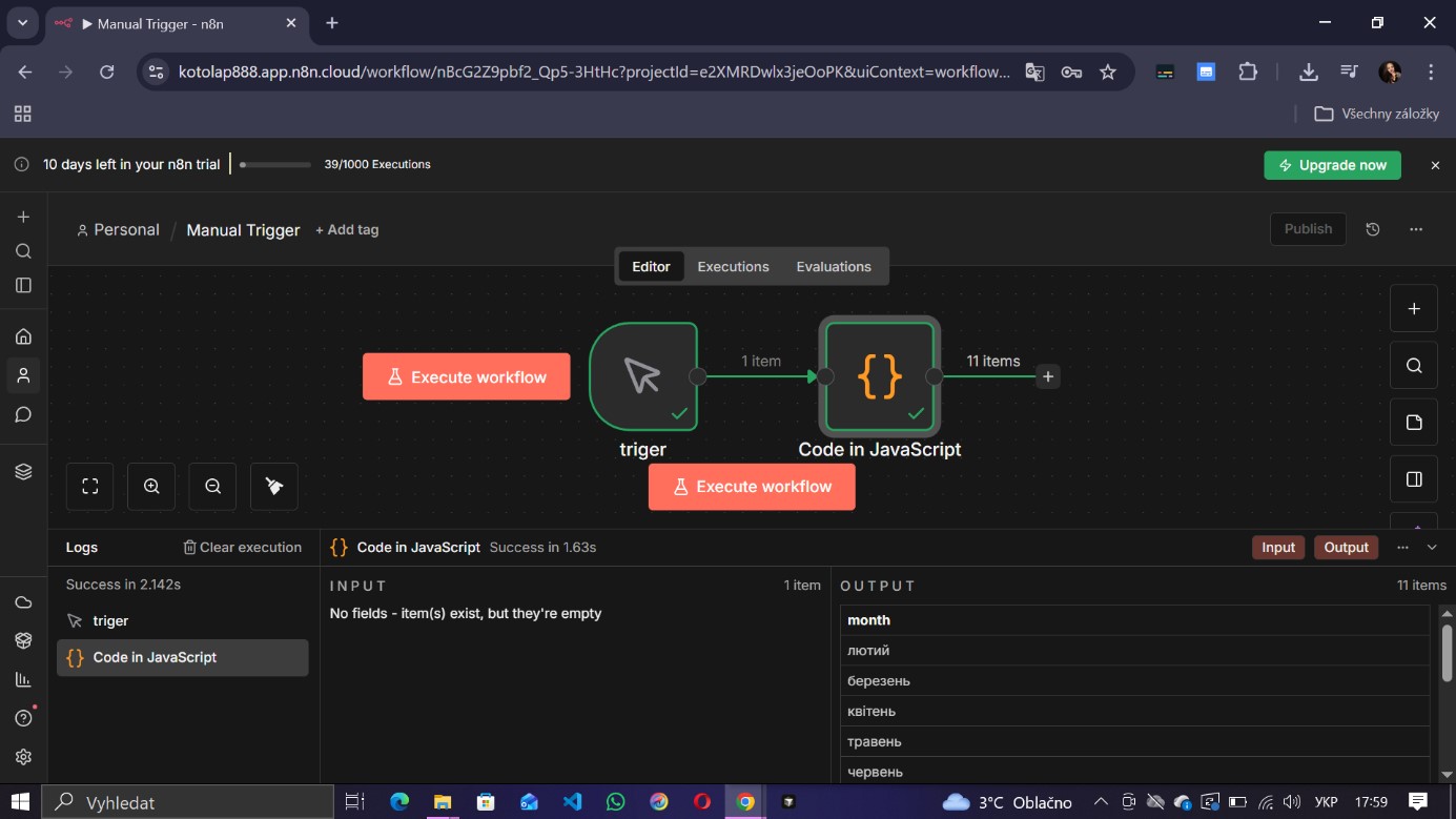 Workflow Structure: Manual Trigger → Code Node